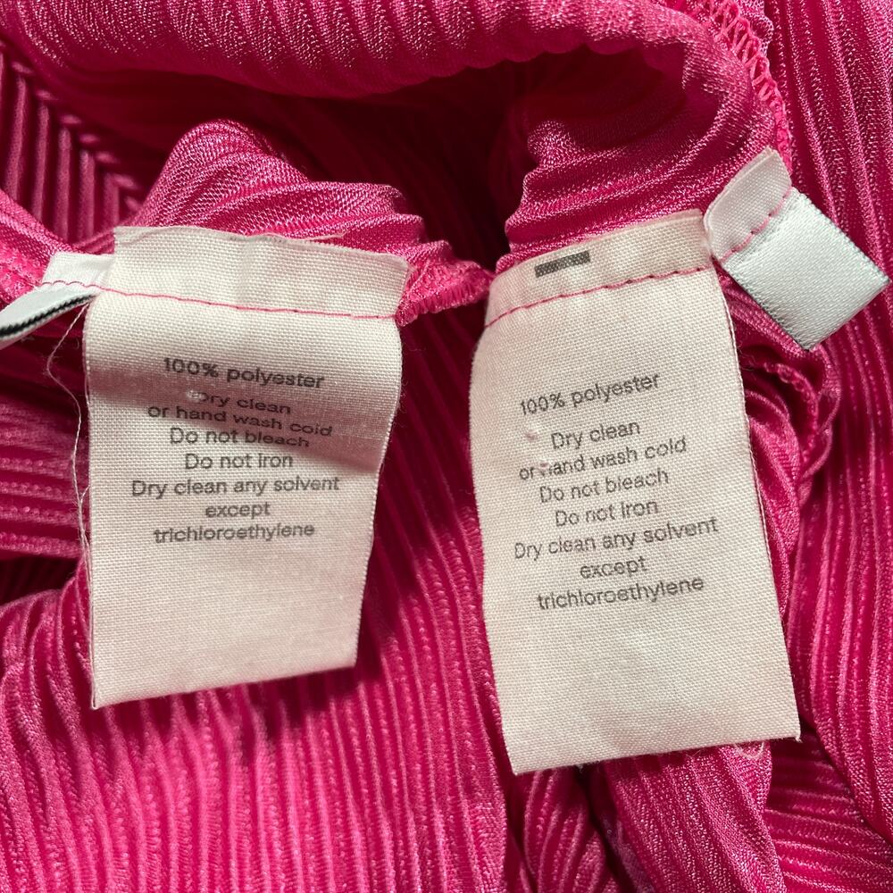 Sleeper Pajama Set Medium Pink Origami Plisse Flowy Silky Lounge Flared Stretch - Picture 4 of 12